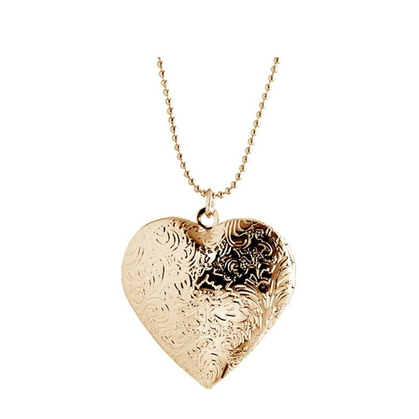 Collar con colgante de foto con mensaje grabado y medallones que se pueden abrir dorado