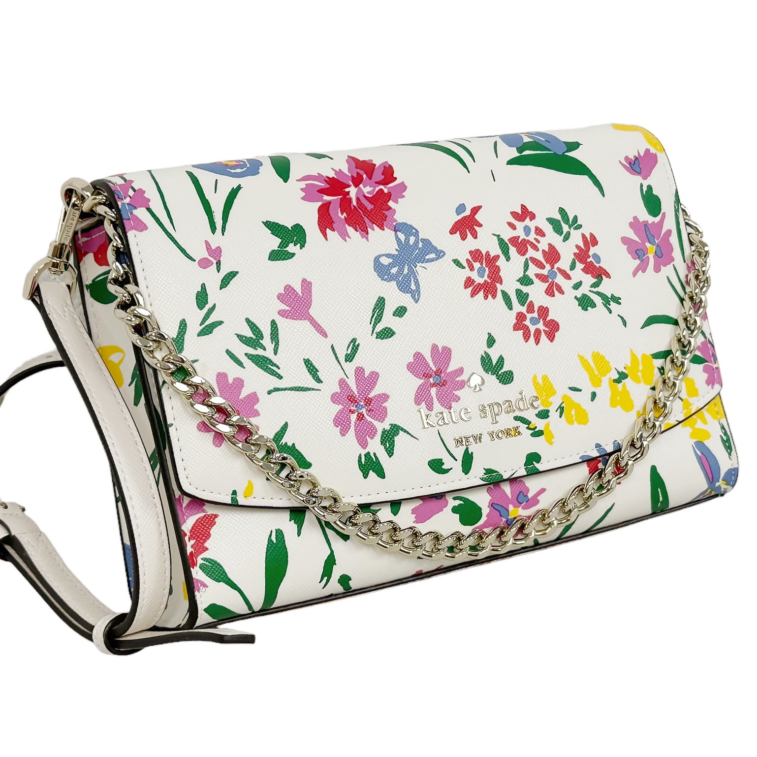 Staci Saffiano Carson Floral Smile Shoulder Bag