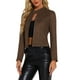 thumbnail image 4 of Chaqueta de motociclista recortada con cremallera y cuello alzado de ante sintético para mujer INSPIRE CHIC M Marrón oscuro, 4 of 6