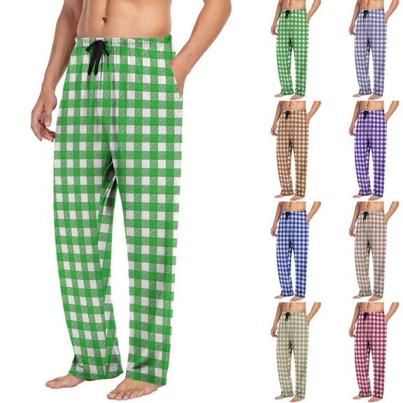 purcolt Mens Plaid Pajama Pants Drawstring Elastic Waist Lightweight Sleep Pants Lounge Pants Sleepwear PJ Bottoms with Pockets