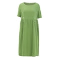 thumbnail image 4 of B91xZ Robe Maxi Grande Taille pour Femmes Manches Courtes Décontractée Ample avec Poches, Vert G, 4 of 5