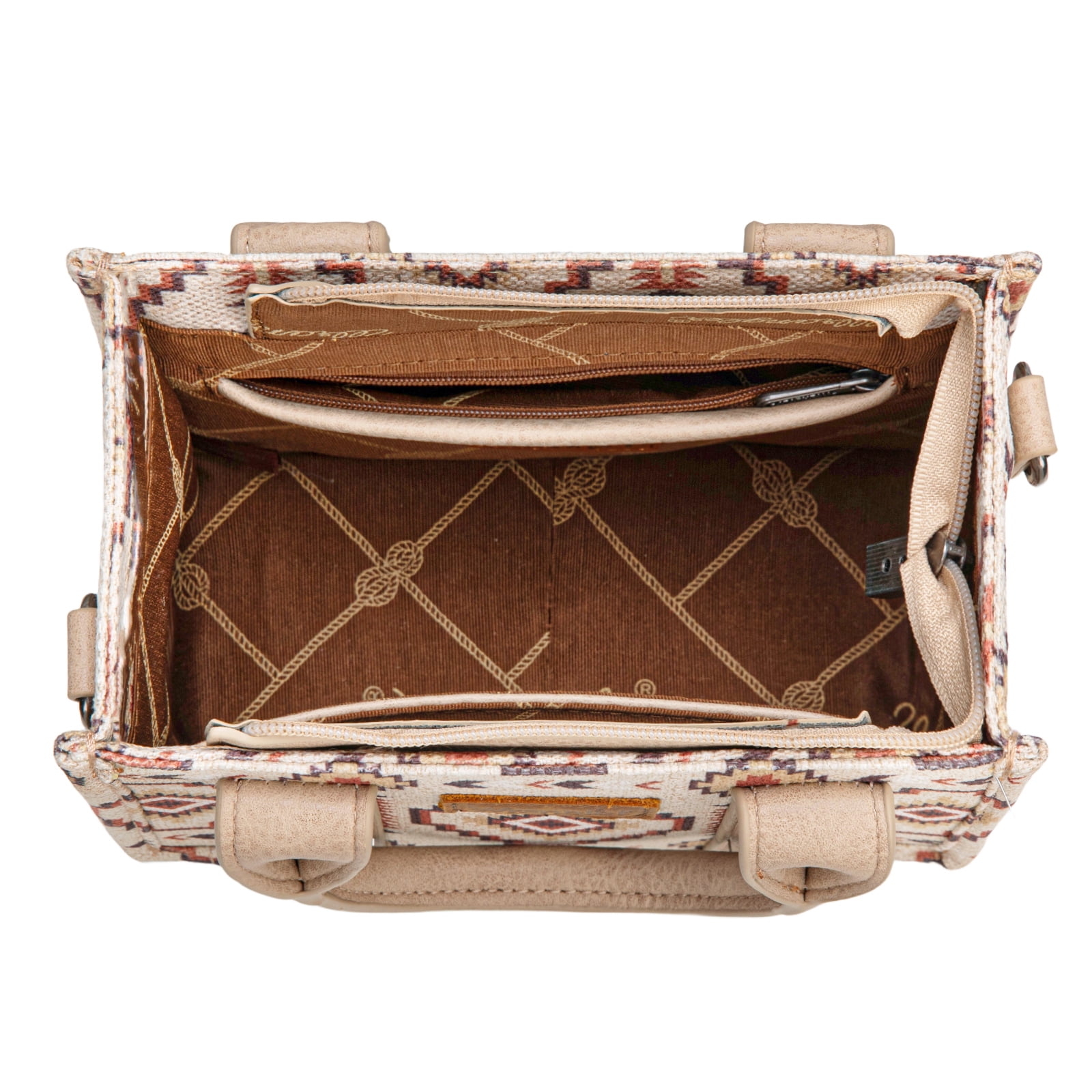 Wrangler Mini Tote Bag Small Top Handle Bag Ladies Woven Satchel Handbag, Tan