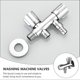 thumbnail image 3 of Washing Machine Water Valve Water Shut Off Valves Kitchen Bathroom Faucet Angled Design Silver for 1Set, 3 of 4