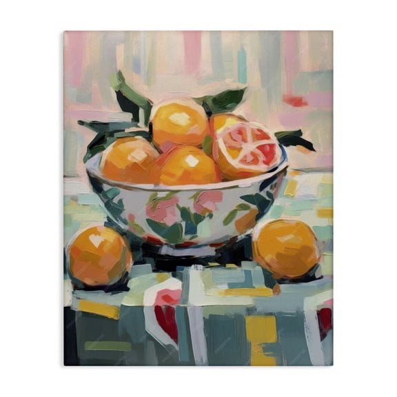 Stupell Industries Kitchen Bowl of Oranges Food & Beverage Painting Wrapped Canvas Art Print Wall Art, 16 x 20