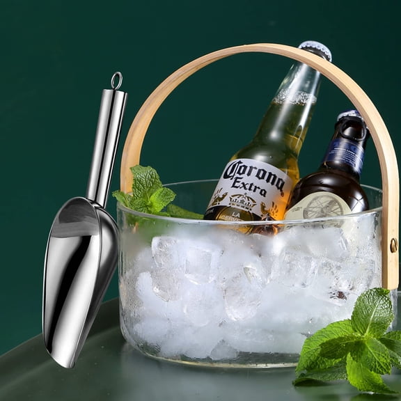 3 Oz Stainless Steel Ice Scoop - Small Metal Ice Scooper for Ice Maker, Freezer, Bars & Food, Dishwasher Safe, Silver