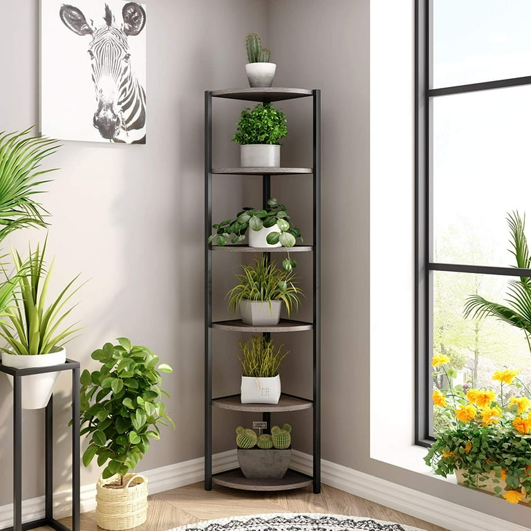 Homfa 6 Tier Corner Shelf, Industrial Corner Bookcase Small Display Ra –  homfafurniture