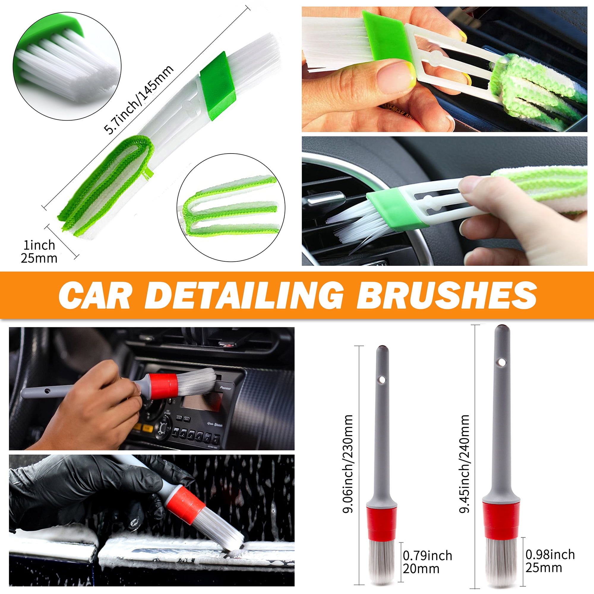 Car Detailing Cleaning Kit 28pc Drill Brush Set Auto Exterior