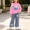 thumbnail image 5 of DJDLJWCJ 2 Piece Girls Casual Outfit Sets Bow Print Long Sleeve Crewneck Sweatshirt with Elastic Waist Wide Leg Pants Set Hot Pink Size 12M, 5 of 7