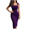thumbnail image 2 of HOMBOM Spring Dresses for Women Cocktail Sheath Party Sleeveless Slim Square Neck Elegant Midi Womens Bodycon Dress Comfort, 2 of 7