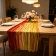 thumbnail image 2 of Party Runner,Gradient Crinkle Sheer Gauze Long Table Cover With Multi Tone Color Options,Reception Cake Mat Used For Bohemian Wedding Classroom Event Decor, 2 of 7