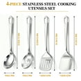 thumbnail image 7 of 4 Pcs Cooking Utensils Set, TAIMASI Stainless Steel Kitchen Utensils, Kitchen Tools Set Include Solid & Slotted Turner Wok Spatula, Serving Spoon, Home Essentials Kitchen Gadgets Accessories, 7 of 7