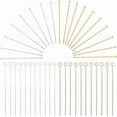 thumbnail image 2 of Brass 1 Box 800Pcs 2 Inch 50mm 4 Styles Flat Head Pin Eye Pins Gold Silver Straight Brass Wire Metal End Headpins Eyepins Beading Pins for Jewelry Making Earring Bracelet Necklace Crafts Supplies, 2 of 5