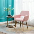 thumbnail image 4 of KCC Furry Desk Chair, Mid-Century Modern Accent Armchair with Faux Fur for Teen Girls, Dining Chair With Wood Look Metal Legs Living Dining Room, Home Vanity Makeup Office No Wheel, Pink, 4 of 7