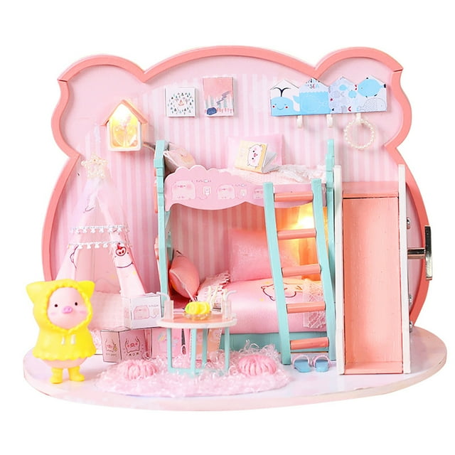 DIY Miniature Dollhouse Kit 3D LED Light Wooden Craft House Kit Mini House Model