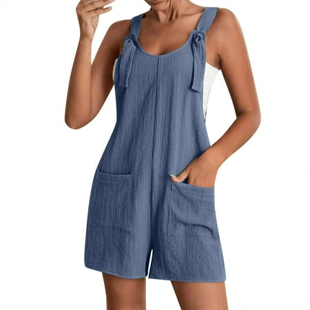 

Women s Jumpsuit Solid Color Summer Casual Comfortable Fashion Suspender Shorts Romper Overalls