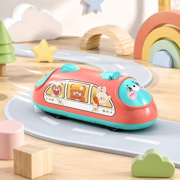 Feledorashia Pull Back Train Toy, Inertia Vehicle Toy, 5.3 Inch Two Way Transit Vehicle for Kids Racing Pretend Scenes Classroom Rewards and Portable Play, Plastic Body with Battery Free Motion