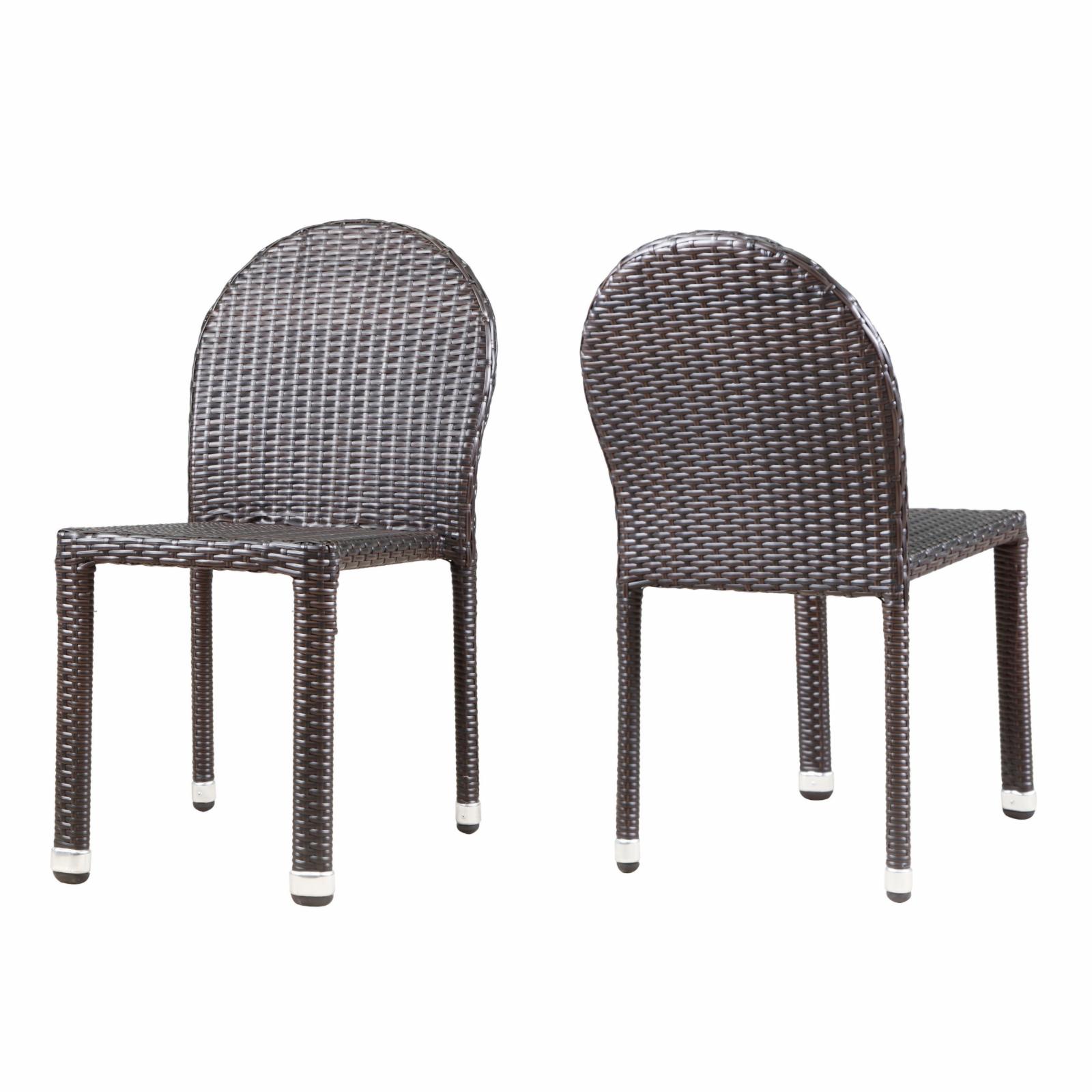 Ariyaan Outdoor Wicker Stacking Chairs Set of 2 Multibrown