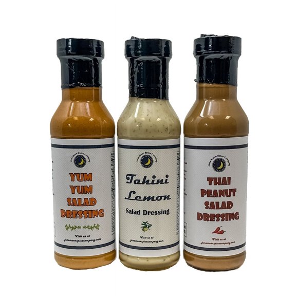 June Moon Spice Salad Dressing 3 Pack, 12 oz. - Tahini Lemon, Thai Peanut, Yum Yum
