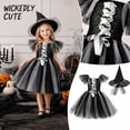 thumbnail image 6 of Girls Halloween Mesh Dress Costume Set With Matching Witch Hat, Two-Piece Outfit For Dance Recitals, Stage Performances, Dress-Up Parties, School Events And Themed Photo Sessions, 6 of 7