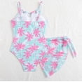 thumbnail image 6 of Tisuna Toddler Swimwear For Girls Floral Prints Sleeveless Romper Swimsuit And Skirt Two Piece Bikini Set Casual Stretchy Little Children'S Seaside Beach Bathing Suit Light Blue Size 10-11 Years, 6 of 8