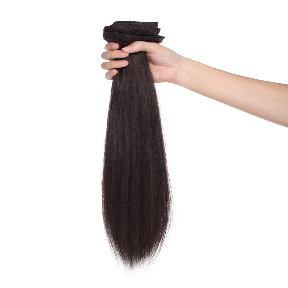 Remy Human Hair Clip-In Extensions 16 Inch 120g 7pc Double Weft Amazon.com : Wennalife Clip in Jet Black 16 Inch 120g 7pcs  main image 3