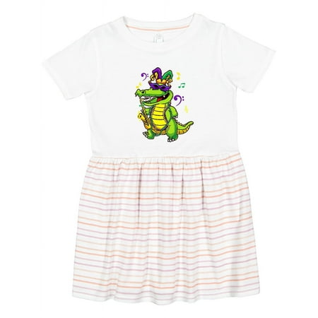 

Inktastic Mardi Gras Party Alligator Girls Toddler Dress