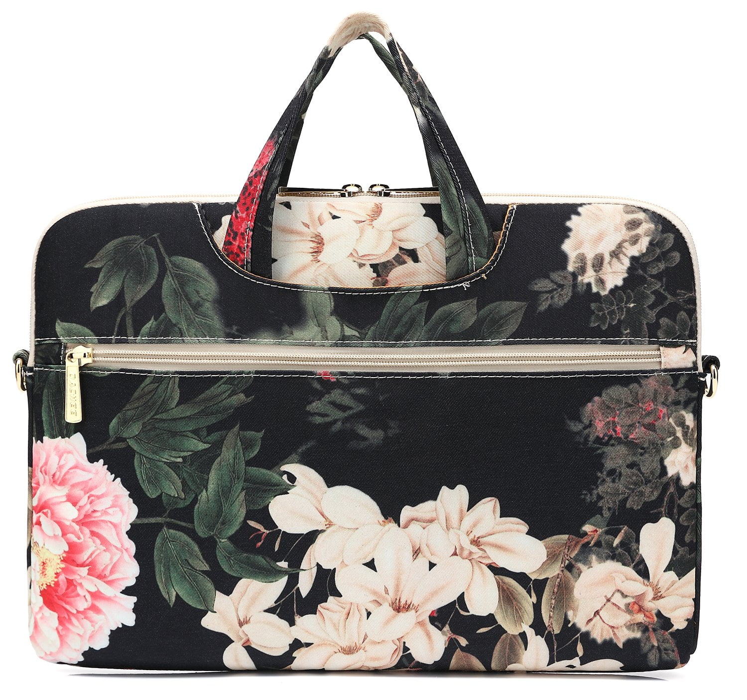 DACHEE Blue Flowers Pattern 15 inch Waterproof Laptop Shoulder Messenger Bag for 14 Inch to15.6 inch Laptop and MacBook Pro 15 Laptop Case 