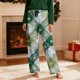 thumbnail image 5 of Pantalones de pijama largos para hombre, informales, con estampado a cuadros, holgados, deportivos, elásticos, rectos, vintage, con bolsillos, 5 of 9