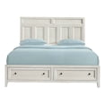 thumbnail image 5 of JERFIT White King Size Bed with Storage Drawers, Wood Panel Platform Bed Frame with Upholstered Headboard, 5 of 5