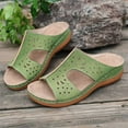 thumbnail image 2 of Women's SlippersSummer Wedge Open Toe Slip-On Peep Toe Sandals Shoes for Women Beach Fashion Green 9, 2 of 2