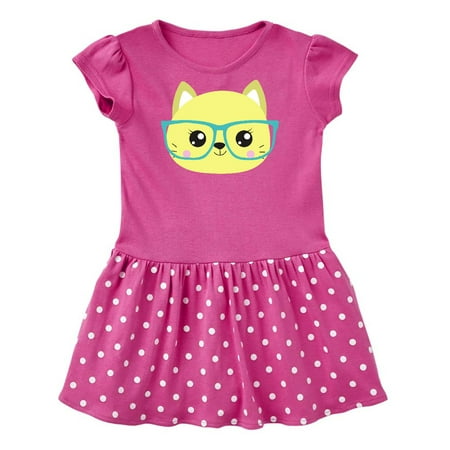 

Inktastic Hipster Cat Cat With Glasses Yellow Cat Gift Baby Girl Dress