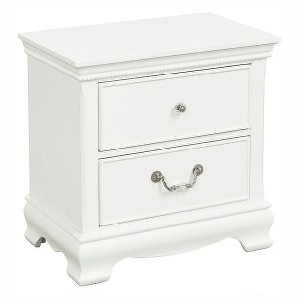 Wooden Night stand With 2 Drawers, White - Saltoro Sherpi