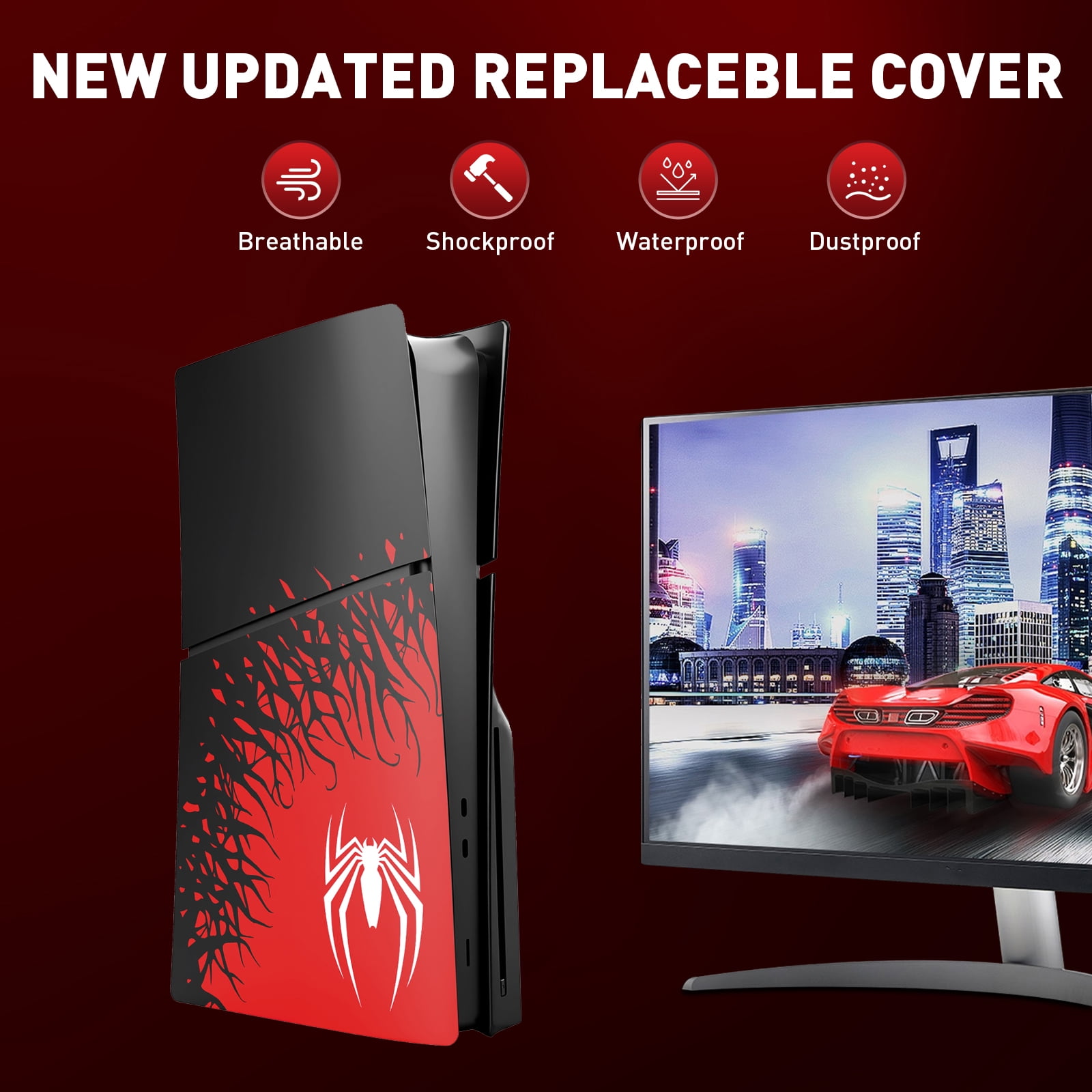 [PS5 Slim Disc Edition] - HYCARUS Superhero Spider - Man 2 Edition PS5 Slim Cover Plates Disc Edition for PS5 Slim Console, Premium PS5 Slim Plates Faceplate Shell Covers for Playstation 5 Accessories
