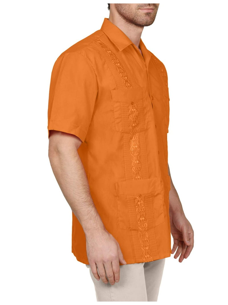 J. METHOD Men's Short Sleeve Cuban Guayabera Button Down