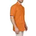 thumbnail image 2 of J. METHOD Men's Short Sleeve Cuban Guayabera Button Down Shirts Classic Embroidered 4 Pockets Casual Top NEMT112 Orange L, 2 of 6