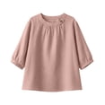 thumbnail image 4 of Womens Cotton Linen T Shirts Elbow Length Sleeve Crew Neck Tops for Women Summer Lightweight Tshirts, 4 of 6