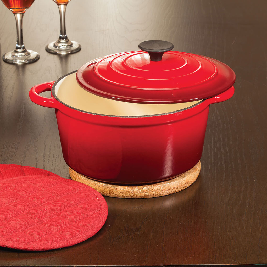 Home Marketplace 2-Piece Enamel Cast Iron Dutch Oven Red 4 Quart