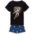 thumbnail image 1 of Wonder Woman - Juego de Pijama Corto para Mujer (Negro/Azul), 1 of 5