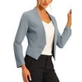 thumbnail image 4 of Women's Work Office Blazer Collarless Business Casual Suit Jacket Cropped Blazer XS Grey, 4 of 6