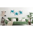 thumbnail image 4 of Turquoise Flower Pictures Wall Art Canvas Print 3 Panel Teal Blue Flowers Floral Painting Wall Decor for Home Girl Bedroom Bathroom Living Room Gallery Wrap Easy to Hang 12"x12"x3pcs, 4 of 6