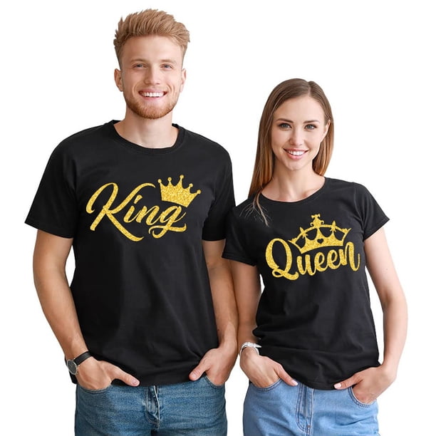 King & Queen Couple T-Shirt - His & Hers Matching Shirts, 100% Cotton, Just Married, Anniversary Gift