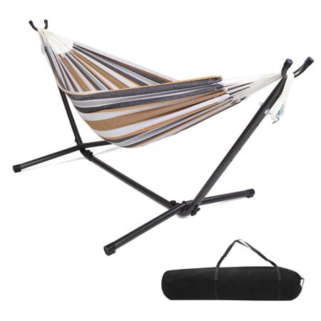 ONCLOUD Heavy Duty 550 LBS Double Hammock with Stand Included with Portable Carrying Bag Upgraded 2 Person Hammock with Frame for Outdoors & Indoors Series TDCTZ2 - Desert Stripe