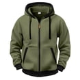 thumbnail image 4 of hoksml Men's Full Zip Hooded Sweatshirt, Contrast Trim Drawstring Hoodie Jacket with Kangaroo Pocket and Ribbed Cuffs, Casual Long Sleeve Outerwear, 4 of 8