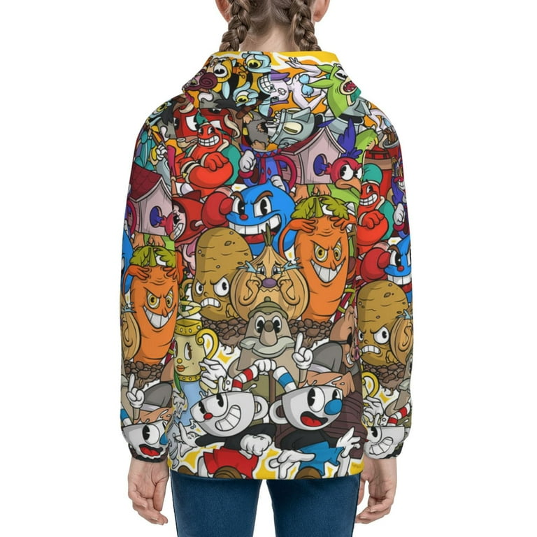 Cuphead Game Teenager Hoodies Shirt Zipper Sweatshirts Hooded