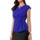 thumbnail image 4 of Camisetas de trabajo casuales para mujer con cuello en V y mangas cortas INSPIRE CHIC, talla XL, azul real, 4 of 6