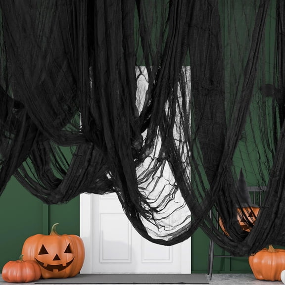 EBaokuup 600" x 85" Black Halloween Cloth for Haunted House Decor