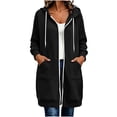 thumbnail image 3 of SwiftWear Women's Zip Up Hoodie Oversized Long Tunic Bucket Pocket Sweatshirt Full Length Casual Drawstring Coat, 3 of 9