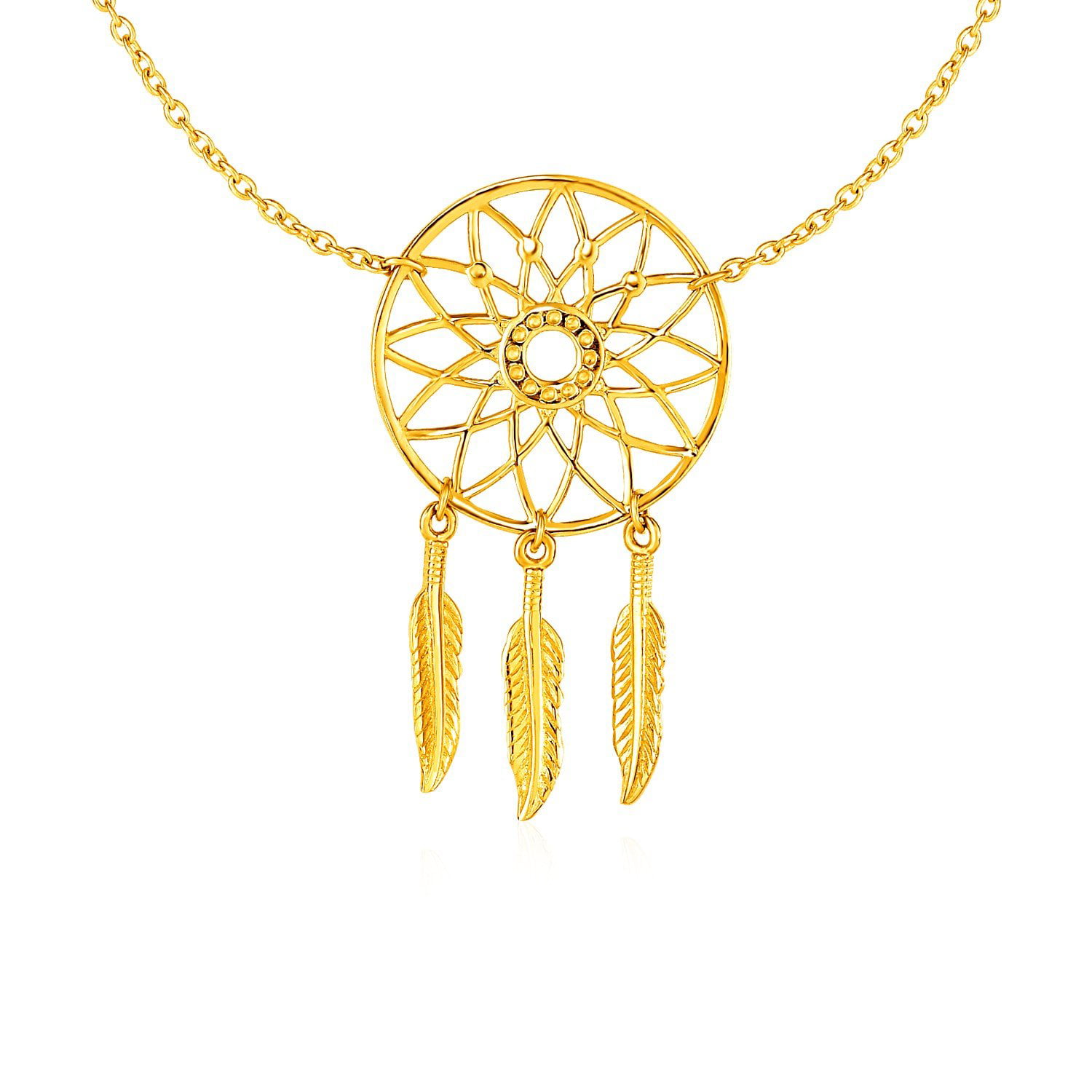 14k Yellow Gold Filled necklace with  dream catcher pendant size 17 " 