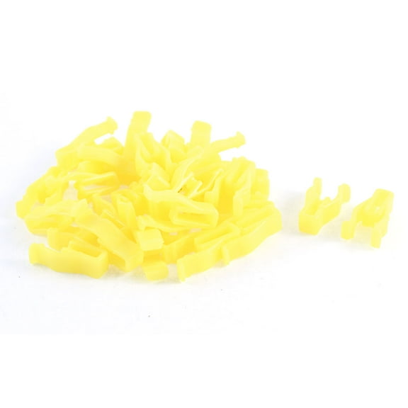 Unique Bargains 30 Pcs Yellow Plastic Rivet Trim Fastener forming Clips for 9mm Hole Diameter