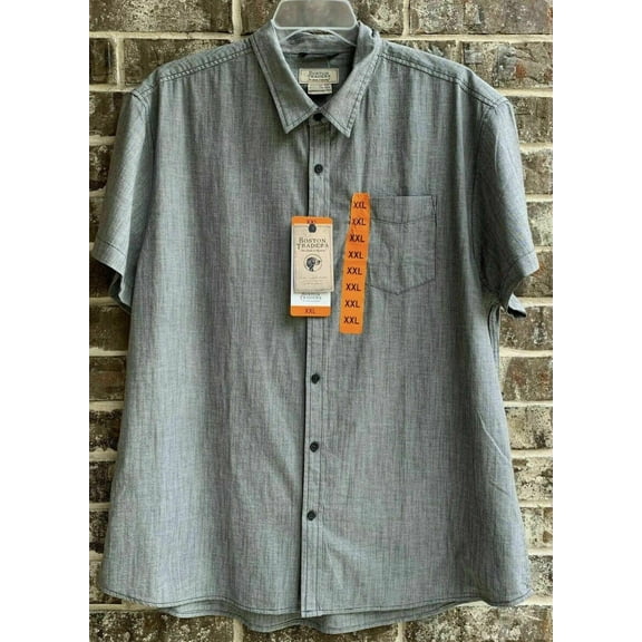 NEW!!! Boston Traders Mens Short Sleeves Woven Shirt (Grey & XXL)